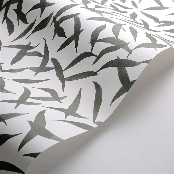 Casadeco|Watercolor-style floral wallpaper with white and green olive leaves|Wallpaper