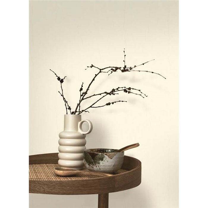 Casadeco|Plain cream white wallpaper with textile effect|Solid Colors