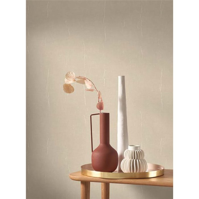 Casadeco|Papel pintado vinílico beige efecto tela de muselina|Beige