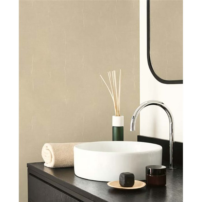 Casadeco|Papel pintado con textura de muselina beige|Colores Lisos