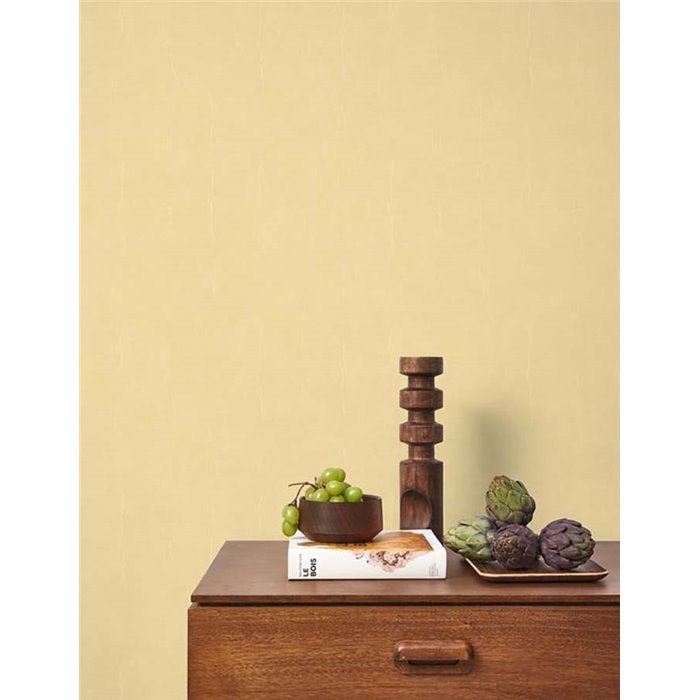 Papel pintado vinílico efecto tela de muselina amarillo paja - Casadeco Etamine 200252222