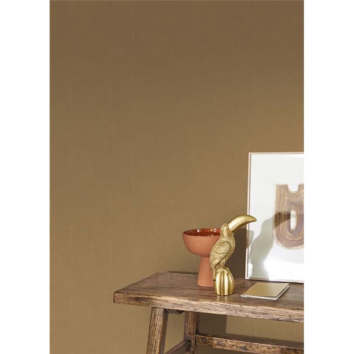 Casadeco|Plain textile brown wallpaper with muslin effect|Solid Colors