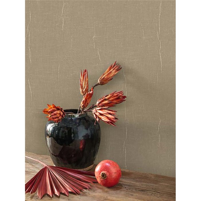 Casadeco|Vinyl wallpaper with muslin texture in brown tones|Solid Colors