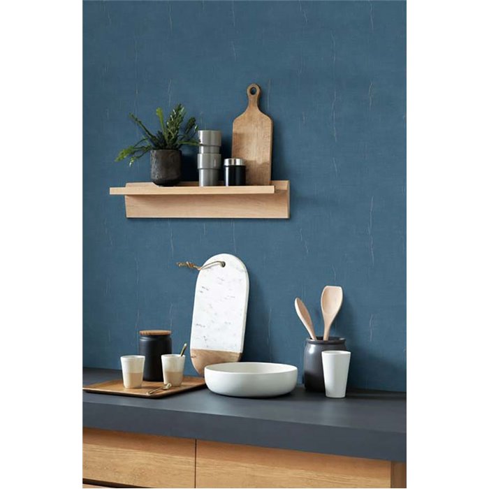 Casadeco|Tapete in Denimblauer Stoffoptik|Blau