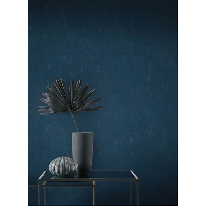 Casadeco|Blue muslin wallpaper with texture and wrinkles|Blue