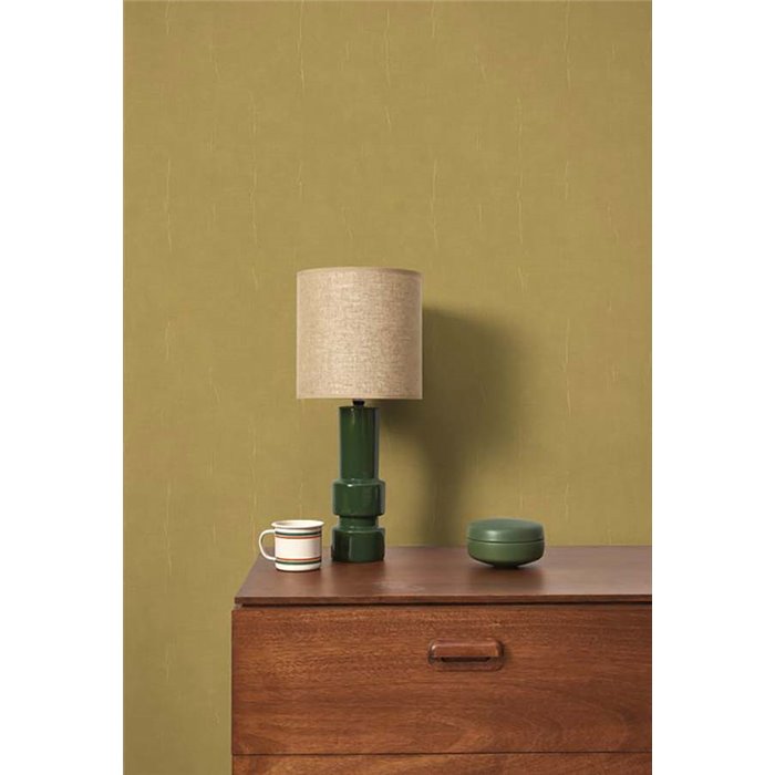 Papel pintado vinílico efecto tela verde oliva - Casadeco Etamine 200257404