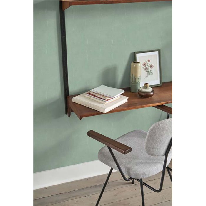 Casadeco|Papier peint uni vert menthe effet museline|Vert