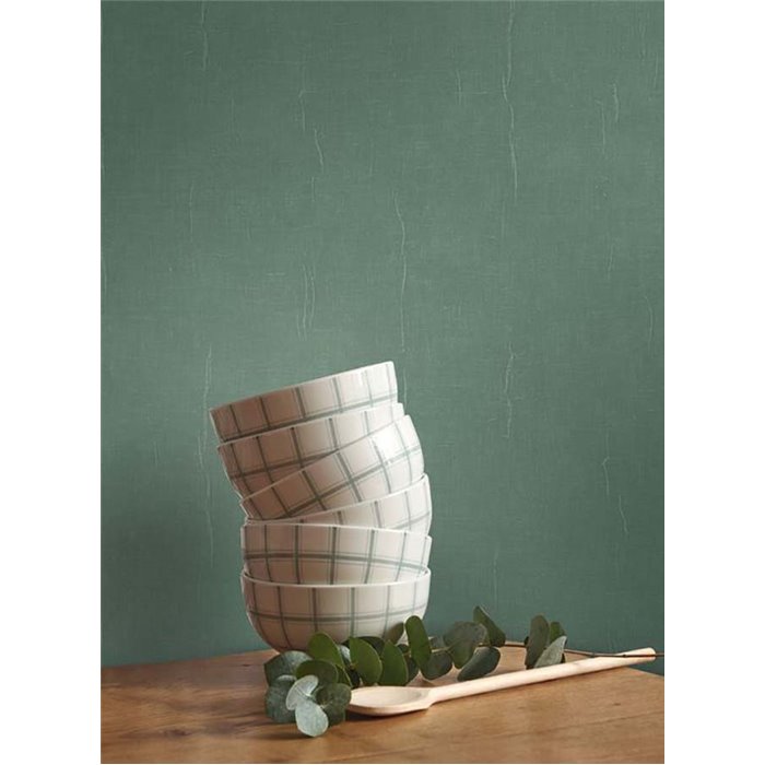 Casadeco|Papier peint vinyle avec texture de museline verte|Couleurs Unies
