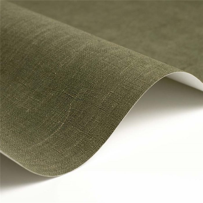 Casadeco|Living room or bedroom wallpaper in taiga green, textile effect|Green