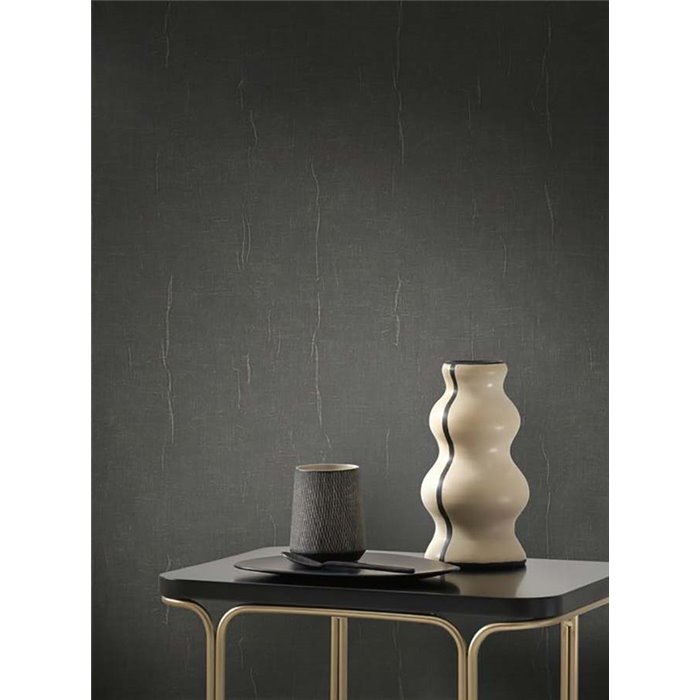 Casadeco|Papier peint uni gris anthracite effet tissu de mousseline|Gris