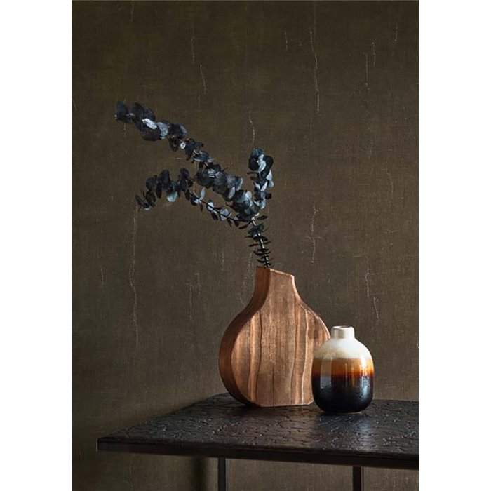 Casadeco|Papel pintado textil negro, aspecto muselina con arrugas|Colores Lisos
