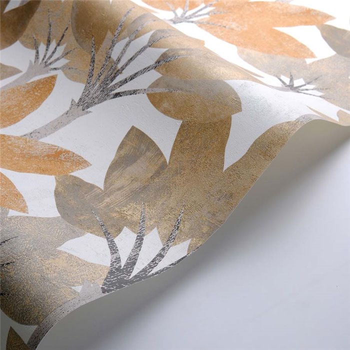 Casadeco|Papel pintado con palmeras blanco y beige|Papel Pintado