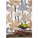 Casadeco|Papier peint moderne avec palmiers bleus et beige|Floral