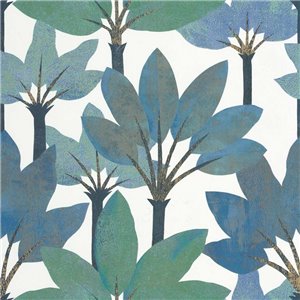 Casamance|Wallpaper tropical Caribbean flowers turquoise green|Tropical