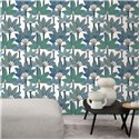 Casadeco|Green and blue palm trees wallpaper, modern style|Wallpaper