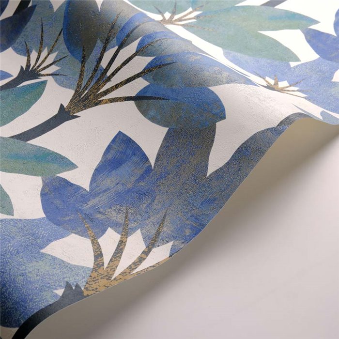 Casadeco|Papel pintado palmeras verdes y azules, estilo moderno|Papel Pintado