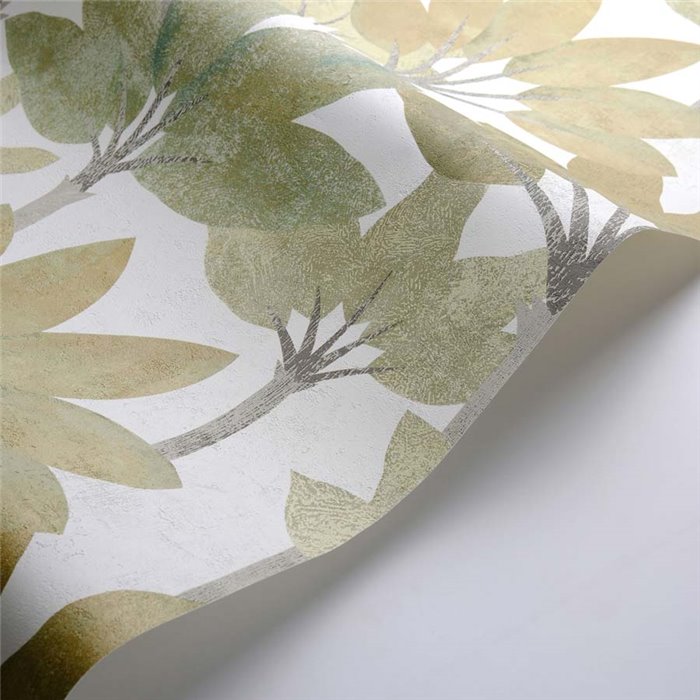 Papel pintado palmeras moderno verde y blanco - Casadeco Babylone 89717283