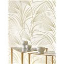 Casadeco|Papier peint feuilles de palmier stylisées blanches|Floral