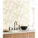 Casadeco|Papier peint feuilles de palmier stylisées blanches|Floral