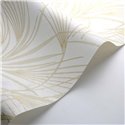 Casadeco|Papier peint feuilles de palmier stylisées blanches|Floral