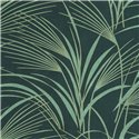 Papel pintado flores modernas con hojas de palma azul y verde - Casadeco Babylone 89726788