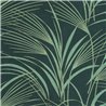 Casadeco|Modern floral wallpaper with blue and green palm leaves|Floral