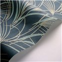 Casadeco|Modern floral wallpaper with blue and green palm leaves|Floral