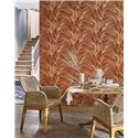 Casadeco|Papier peint feuilles de palmier, style moderne rouge|Floral