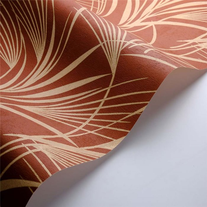 Casadeco|Papel pintado hojas de palma, estilo moderno rojo|Floral