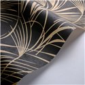 Casadeco|Papier peint floral moderne avec feuilles de palmier noir et beige|Floral
