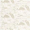 Casadeco|Papier peint hérons dans un lagon, style vintage|Papier Peint