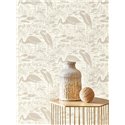 Casadeco|Vintage-style wallpaper with herons in a lagoon|Wallpaper