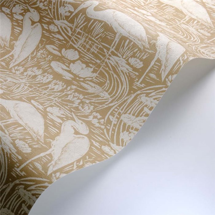 Casadeco|Wallpaper with herons in a beige lagoon|Wallpaper