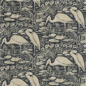 Casadeco|Papier peint hérons dans un lagon, style vintage|Papier Peint