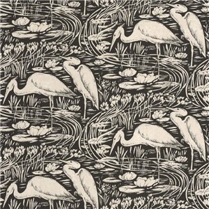 Casadeco|Papier peint hérons dans un lagon, style vintage|Papier Peint