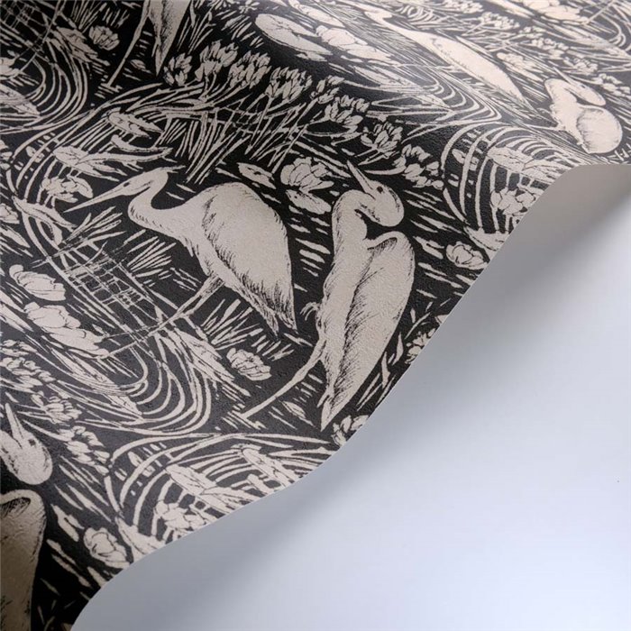 Casadeco|Papel pintado con garzas estilo vintage negro|Papel Pintado