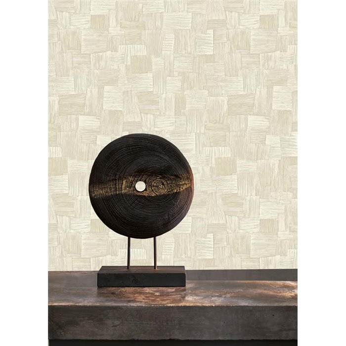 Casadeco|Papier peint fibres naturelles blanc et beige|Tropical