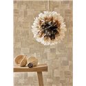 Casadeco|Tapete mit gewebten Naturfasern in Beige, Patchwork-Stil|Raffiaimitation