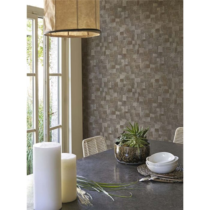 Casadeco|Papier peint fibres naturelles noir|Imitation Raphia