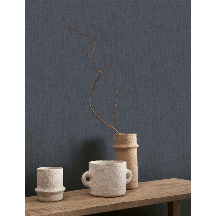 Casadeco|Papier peint bleu avec belle texture de fibres végétales|Couleurs Unies