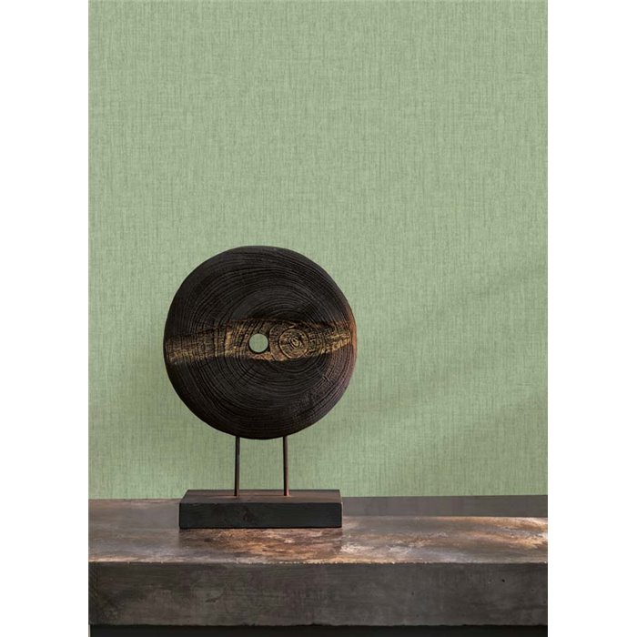 Casadeco|Plain green wallpaper with vegetable fiber texture|Solid Colors
