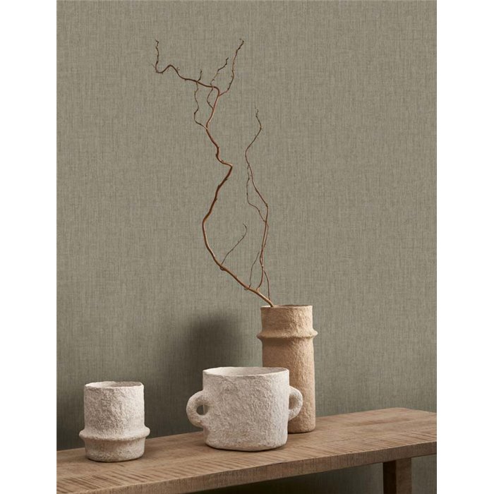 Casadeco|Papier peint effet fibres végétales gris|Couleurs Unies