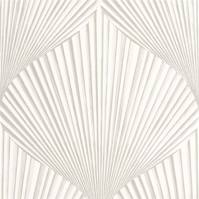 Casadeco|Papel pintado moderno blanco con formas de abanicos 3D|Floral