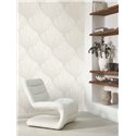 Casadeco|Modern white wallpaper with 3D fan shapes|Floral