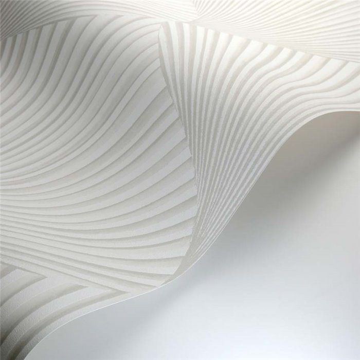 Casadeco|Papier peint moderne blanc avec formes d’éventails 3D|Floral