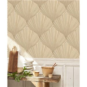 Casadeco|Papier peint moderne blanc avec formes d’éventails 3D|Floral 2