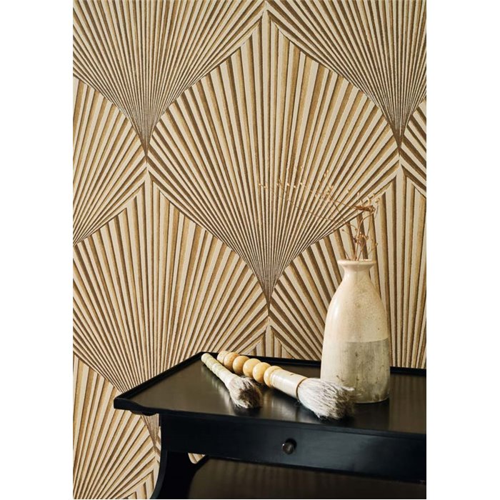 Casadeco|Papel pintado hojas en forma de abanico, estilo moderno|Oriental