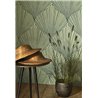 Casadeco|Papel pintado estilo oriental con hojas verdes en forma de abanico|Floral
