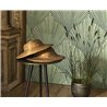 Casadeco|Papier peint style oriental avec feuilles vertes en éventail|Floral