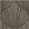 Casadeco|Papier peint style oriental et moderne, feuilles en éventail noir|Floral